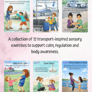 Deep pressure sensory exercises for calming and regulation from Neuro Nook Trio.